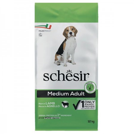 Schesir Dog Medium Adult Lamb ЯГНЯ монопротеїновий сухий корм для собак середніх порід 12 кг (54460)