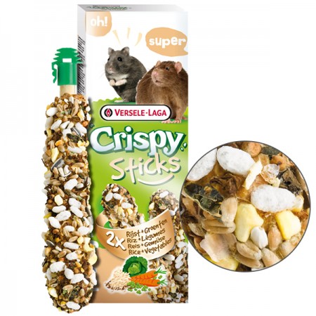 Versele Laga Crispy Sticks Rice & Vegetables РИС З ОВОЧАМИ ласощі для хом’яків, щурів, мишей 110 г (620687)