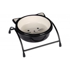Flamingo Ansu Black & White керамічна миска на підставці для котів 230 мл (561271)