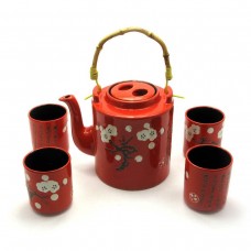 Набір посуду для чайної церемонії на 4 персони червоний Сакура (27914)