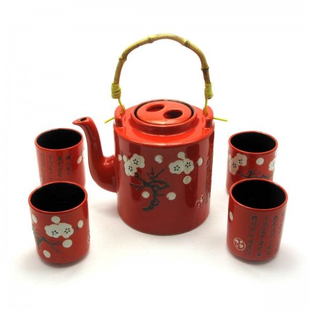 Набір посуду для чайної церемонії на 4 персони червоний Сакура (27914)