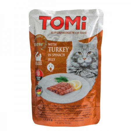 TOMi Turkey in spinach jelly влажный корм для кошек Индейка в шпинатном желе 100 г (490877)