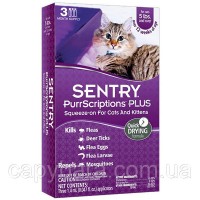 Sentry (Сентри) PurrScriptions капли от блох и клещей для кошек от 2.2 кг (3 шт/уп)