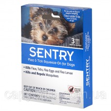 Sentry (Сентри) капли от блох клещей и комаров для собак весом до 7 кг (3 шт/уп)