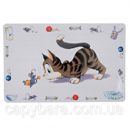Trixie Comical Cat килимок під миски для котів 44×28 см пластик (24544)