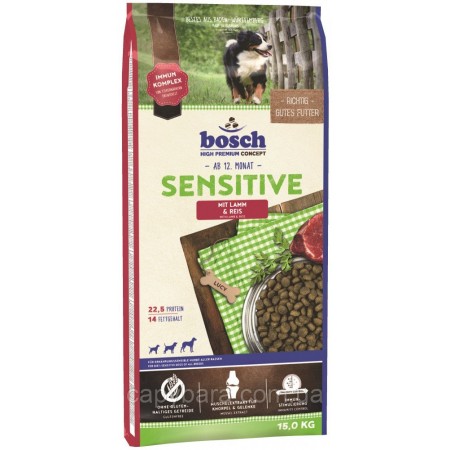 Bosch (Бош) Sensitive Lamb & Rice корм для собак при пищевой аллергии Ягненок и Рис (15 кг)