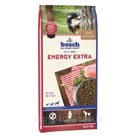 Bosch (Бош) Energy Extra корм для собак с высокой физической нагрузкой и собак вольерного содержания (15 кг)