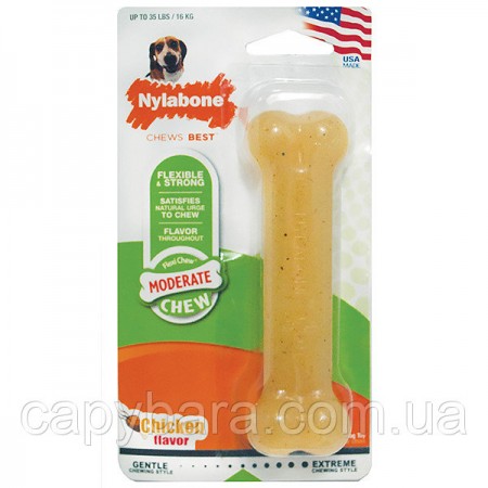 Nylabone Flexi Chew Wolf жевательная игрушка кость для собак до 16 кг вкус курицы (77817)