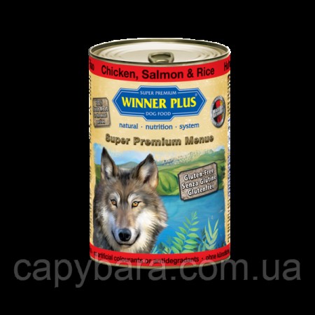 Winner Plus (Виннер Плюс) консервы для собак с цыпленком лососем и рисом 400 г