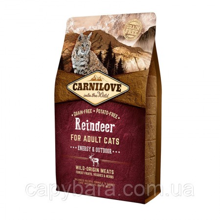 Carnilove (Карнилав) Cat Raindeer Energy & Outdoor Корм для кошек с мясом северного оленя 400 г
