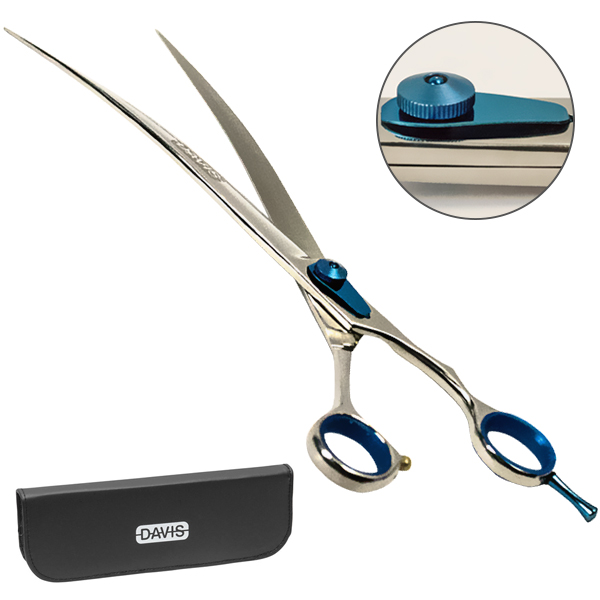 Davis Extreme Edge Blue Профессиональные изогнутые ножницы для стрижки собак и кошек 25 см (1208)