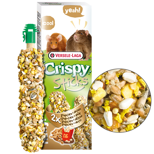 Versele Laga Crispy Sticks Popcorn & Nuts ПОПКОРН З ГОРІХАМИ ласощі для щурів і мишей 2х55 г (620717)