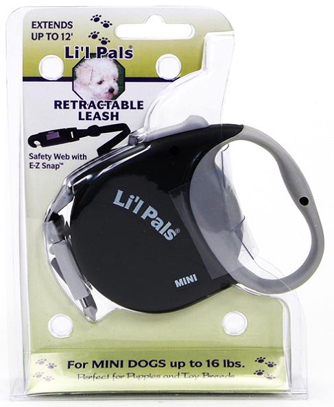 Power Walker Lit"l Pals Mini Black рулетка-поводок для собак 3,6 м до 7 кг (08703)