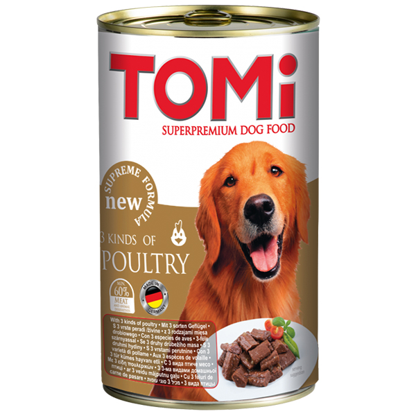TOMi 3 kinds of poultry Три вида птицы консервы для собак 1,2 кг (001455)
