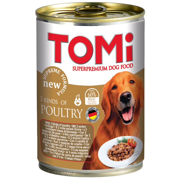 TOMi 3 kinds of poultry 3 вида птицы консервы корм для собак банка 400 г (001608)